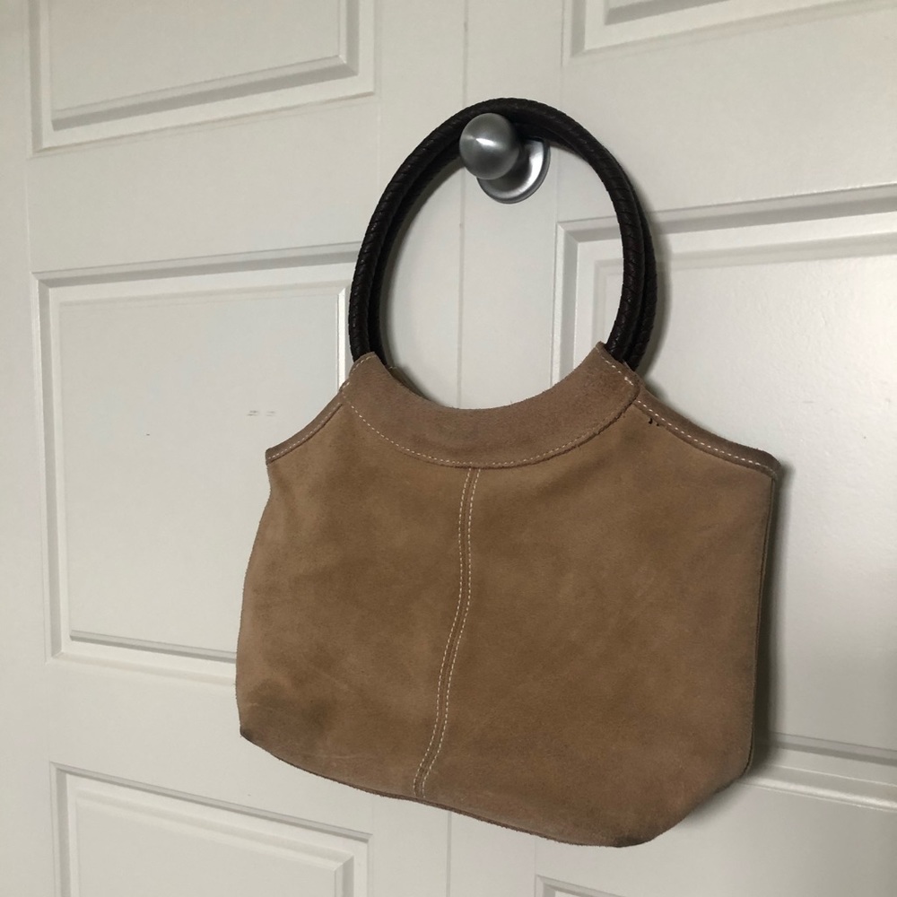 Suede & Leather Top Handle Bag